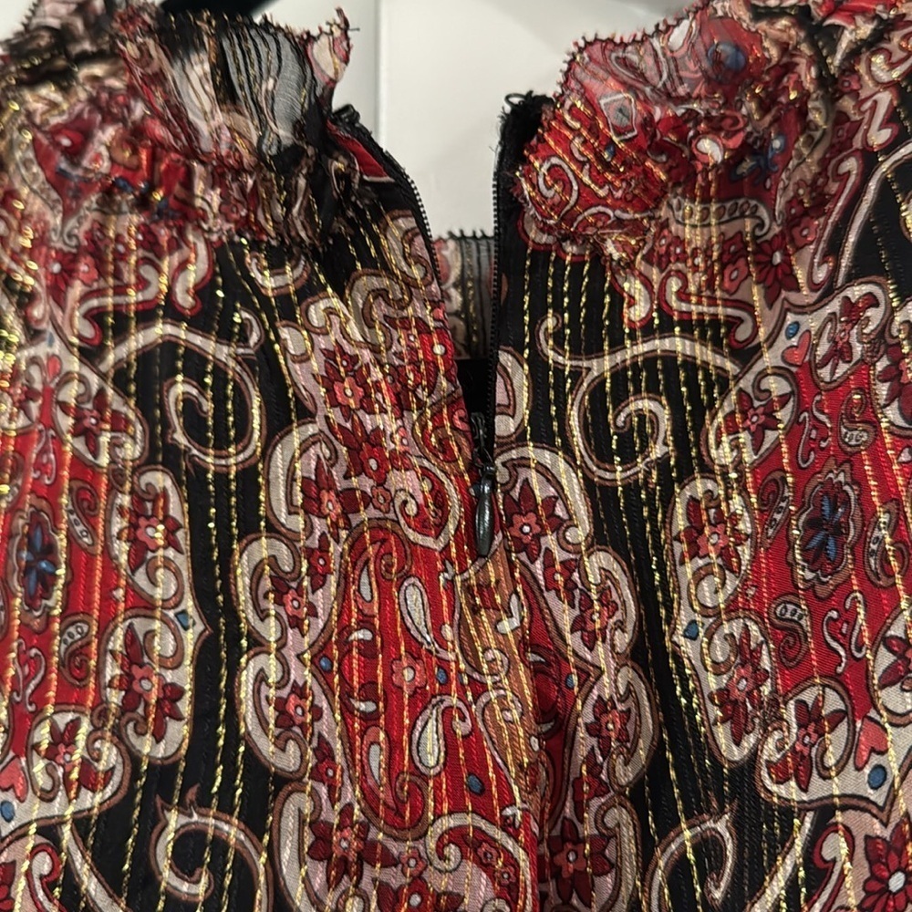 Kate Spade Black Multi Gold Metallic Medallion Print Print Dress Size 4 - Picture 9 of 14